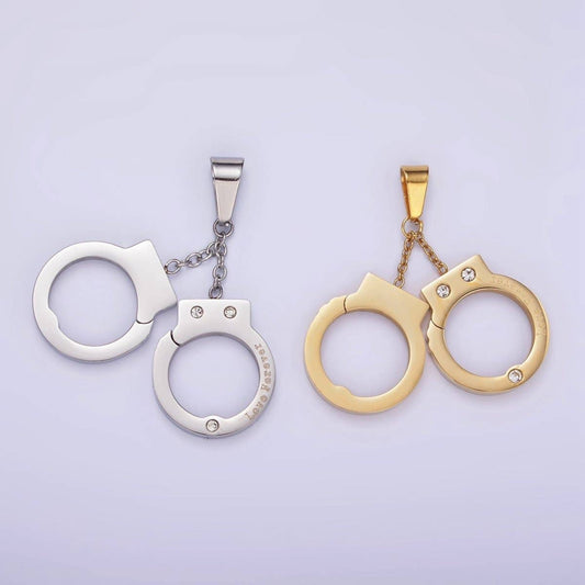 Hand Cuff Charms Stainless Steel Pendant in Gold & Silver | P1448 - Nifty Decor & More