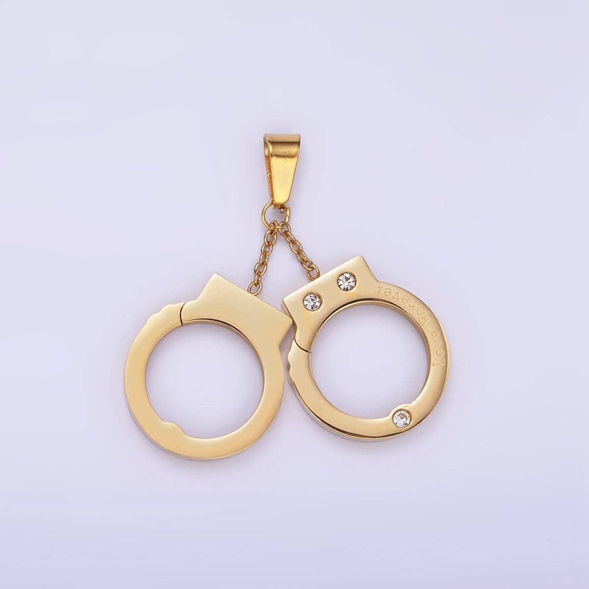 Hand Cuff Charms Stainless Steel Pendant in Gold & Silver | P1448 Gold
