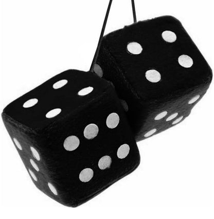 Two black dice with white dots on a white background
