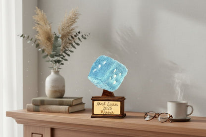 Handmade Yahtzee Tournament Trophy | Fuzzy Dice Award | Yahtzee Champion Gift | Dice Game Winner Trophy | Custom Engraved Party Prize - Nifty Decor & More
