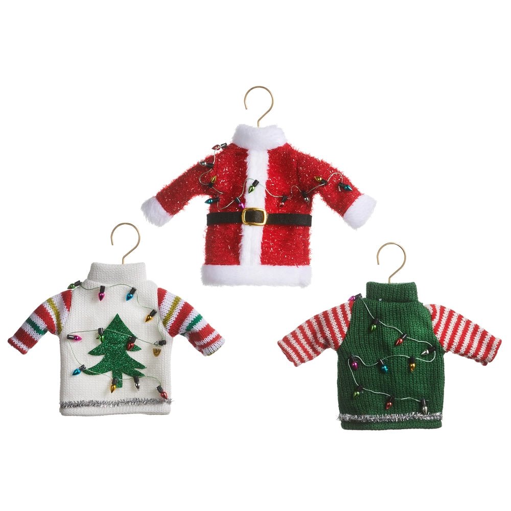 Hanging Christmas Sweaters 7.5" Ornaments by Raz Imports - Nifty Decor & More