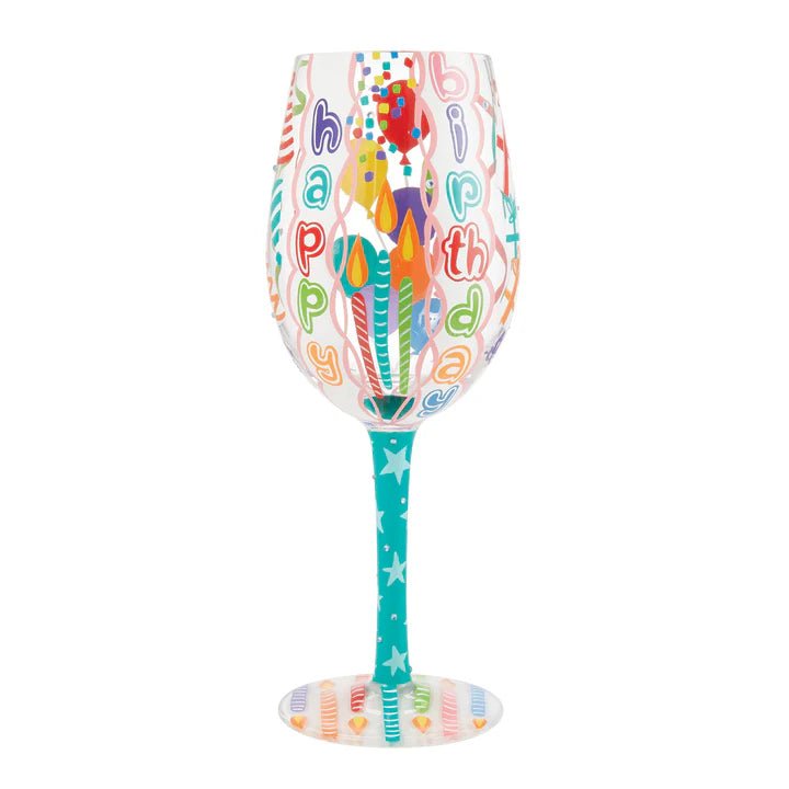 Happy Birthday Blast Hand Painted Wine Glass - Nifty Decor & More