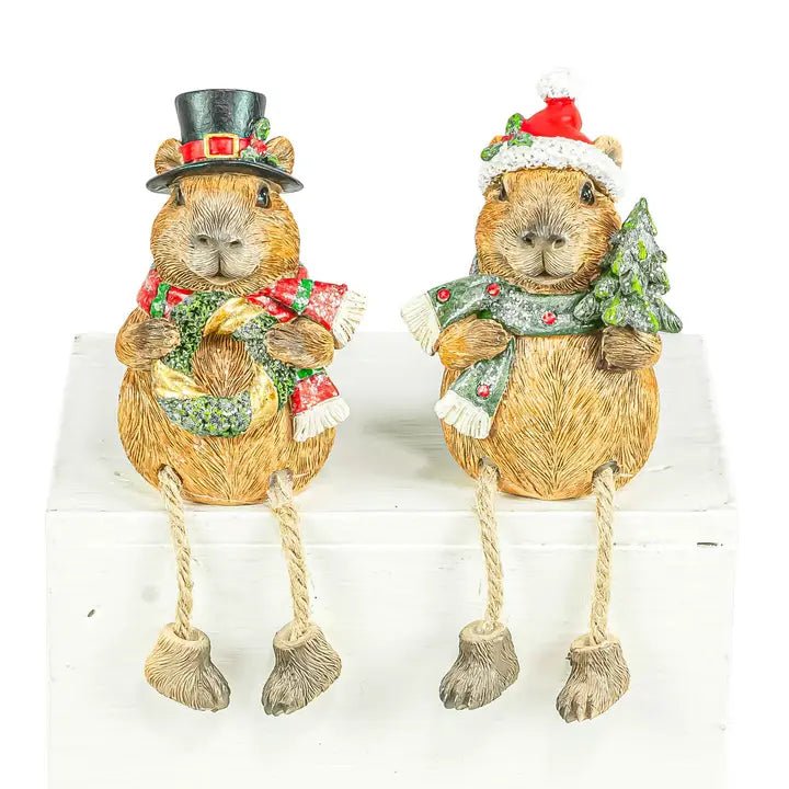 Happy Christmas Capybara Dangle Legs - Nifty Decor & More