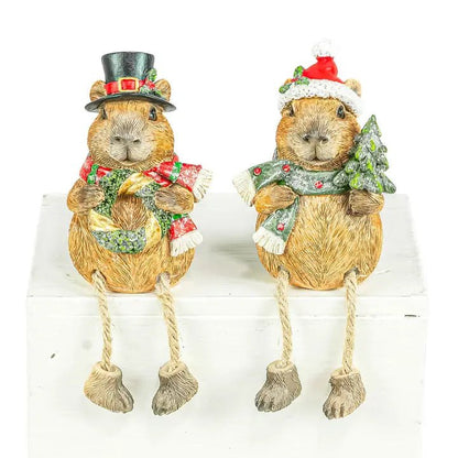 Happy Christmas Capybara Dangle Legs - Nifty Decor & More