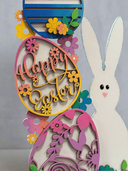 Happy Easter Bunny & Eggs - 3 PC Colorful Spring Decor for Festive Celebrations - Nifty Decor & More