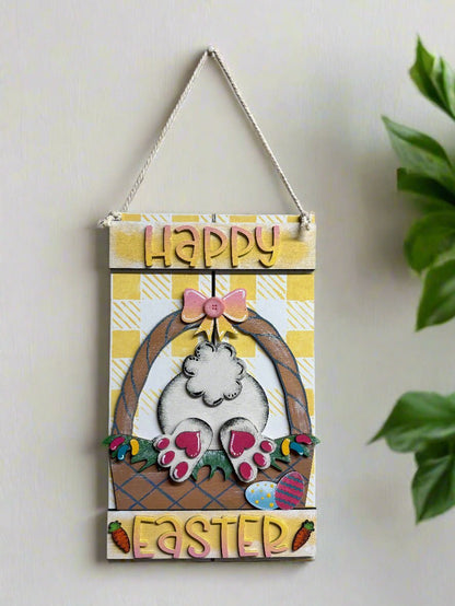 Happy Easter Bunny Tail Hanger | Spring Decor & Easter Decoration for Your Home - Nifty Decor & More