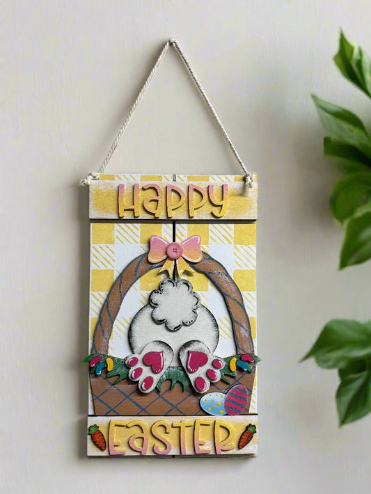Happy Easter Bunny Tail Hanger | Spring Decor & Easter Decoration for Your Home - Nifty Decor & More