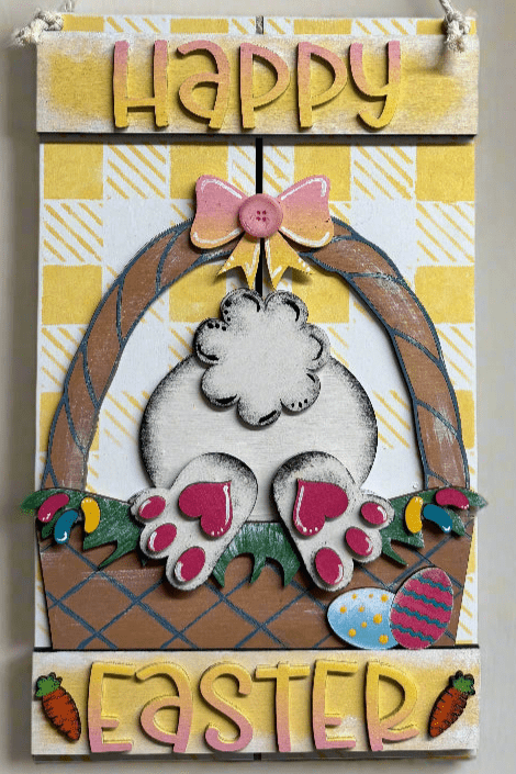 Happy Easter Bunny Tail Hanger | Spring Decor & Easter Decoration for Your Home - Nifty Decor & More