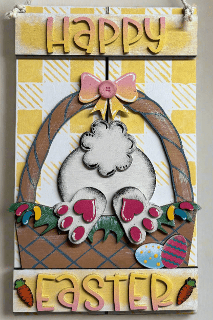 Happy Easter Bunny Tail Hanger | Spring Decor & Easter Decoration for Your Home - Nifty Decor & More
