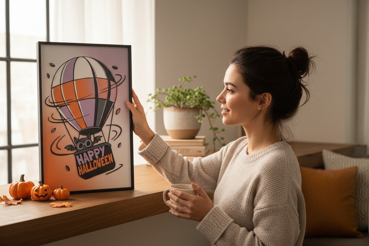 Happy Halloween Hot Air Balloon Wall Art - Nifty Decor & More