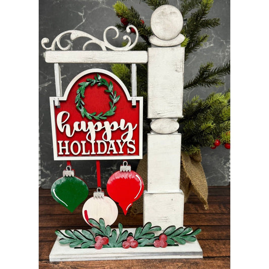 Happy Holidays Mini-Post Interchangeable Add On with Mini-Post