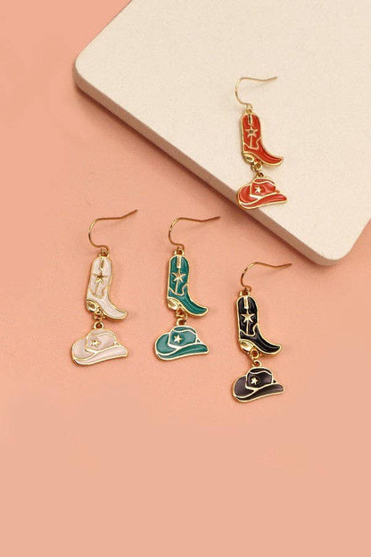 Hat Boots Drop Earrings, Statement Western-Inspired Accessory for Bold Looks, Gift for Fashion Lovers Chic Earrings