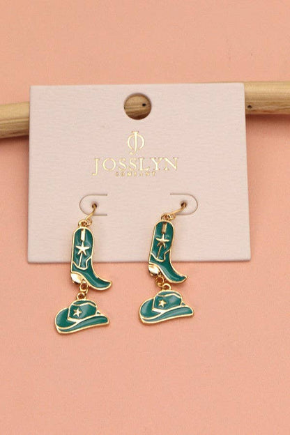 Hat Boots Drop Earrings, Statement Western - Inspired Accessory for Bold Looks, Gift for Fashion Lovers - Nifty Decor & More
