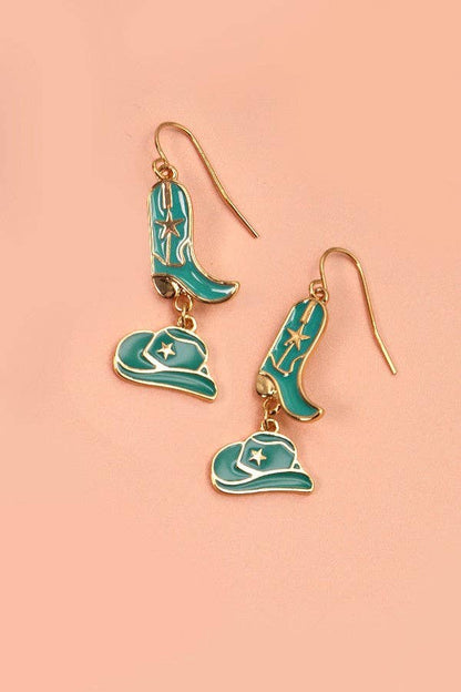 Hat Boots Drop Earrings, Statement Western - Inspired Accessory for Bold Looks, Gift for Fashion Lovers - Nifty Decor & More