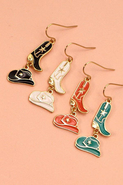 Hat Boots Drop Earrings, Statement Western - Inspired Accessory for Bold Looks, Gift for Fashion Lovers - Nifty Decor & More