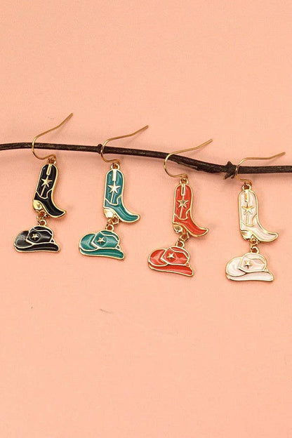 Hat Boots Drop Earrings, Statement Western - Inspired Accessory for Bold Looks, Gift for Fashion Lovers - Nifty Decor & More