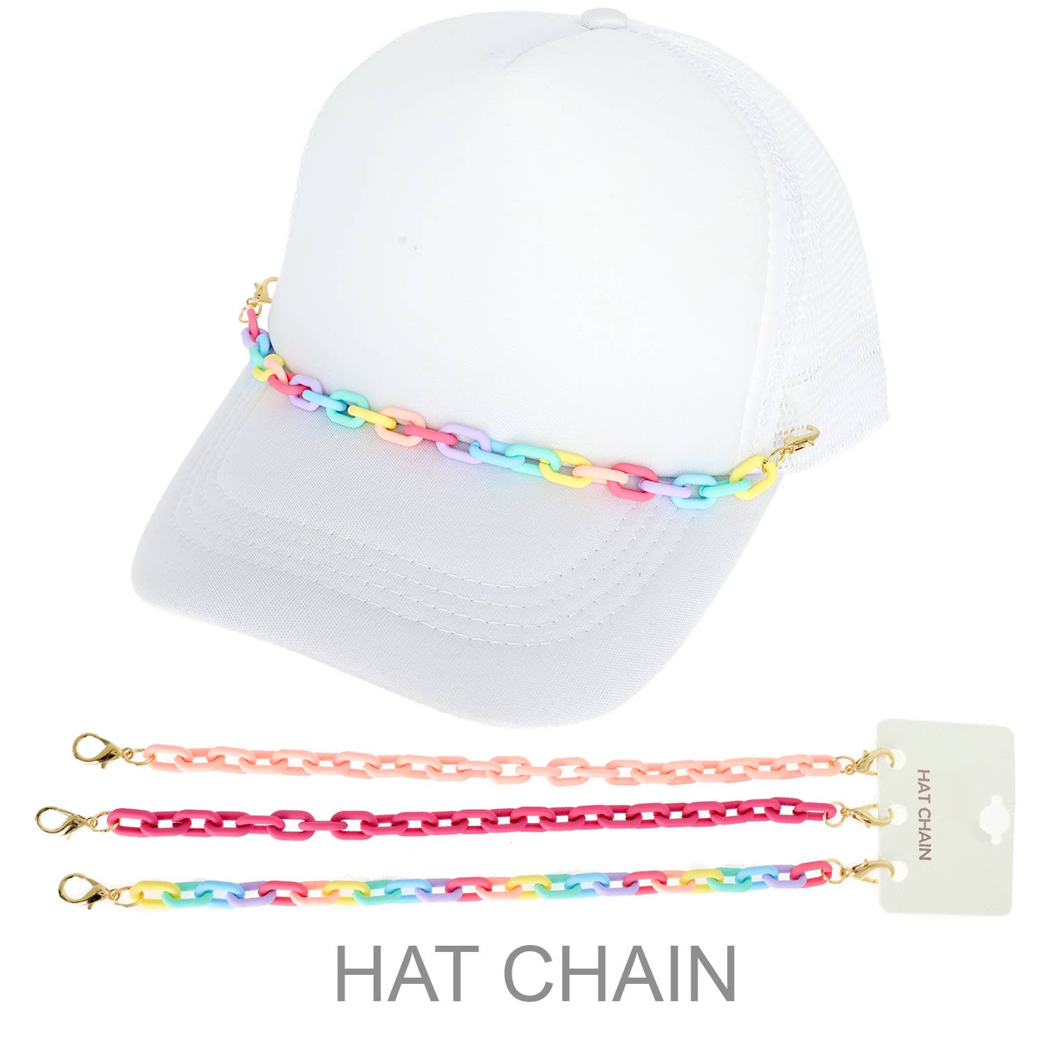 Hat Chain Multicolored Acrylic Trim, Stylish and Funky Hat Accessory, Perfect for Trendy Fashion Lovers, Gift for Hat Enthusiasts Hat Jewelry