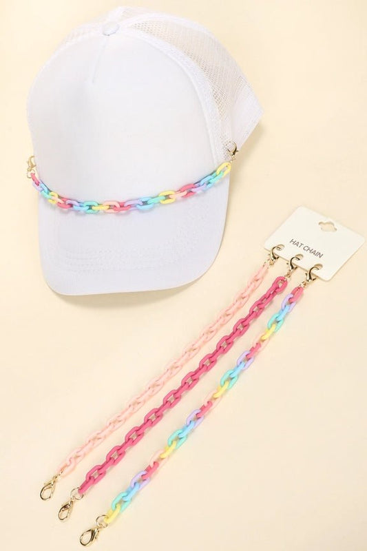 Hat Chain Multicolored Acrylic Trim, Stylish and Funky Hat Accessory, Perfect for Trendy Fashion Lovers, Gift for Hat Enthusiasts Hat Jewelry