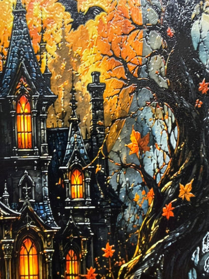 Haunted House Scene Wooden Frame - Nifty Decor & More
