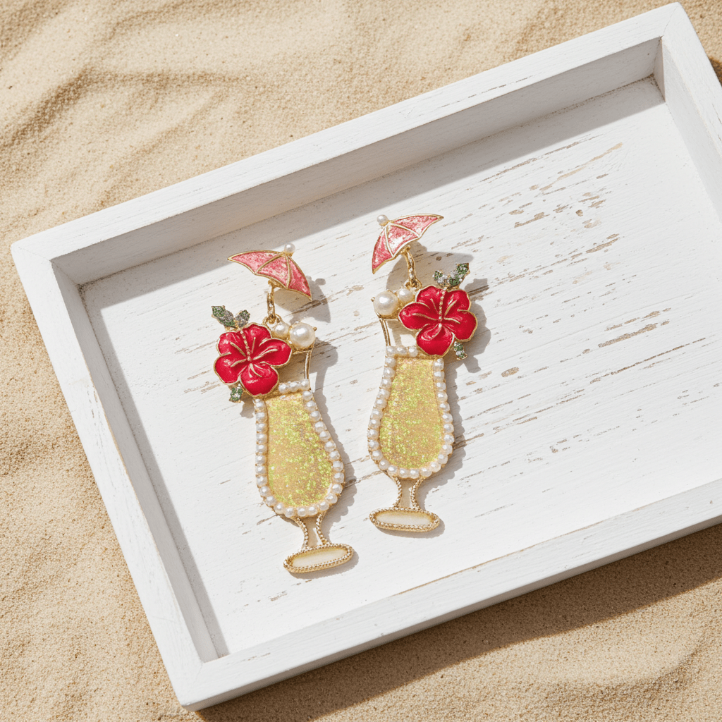 Hawaiian Cocktail CZ Drop Earrings - Nifty Decor & More