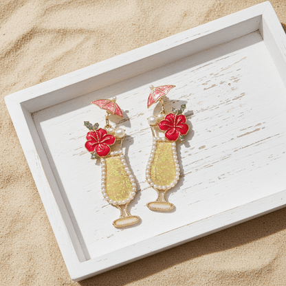 Hawaiian Cocktail CZ Drop Earrings - Nifty Decor & More