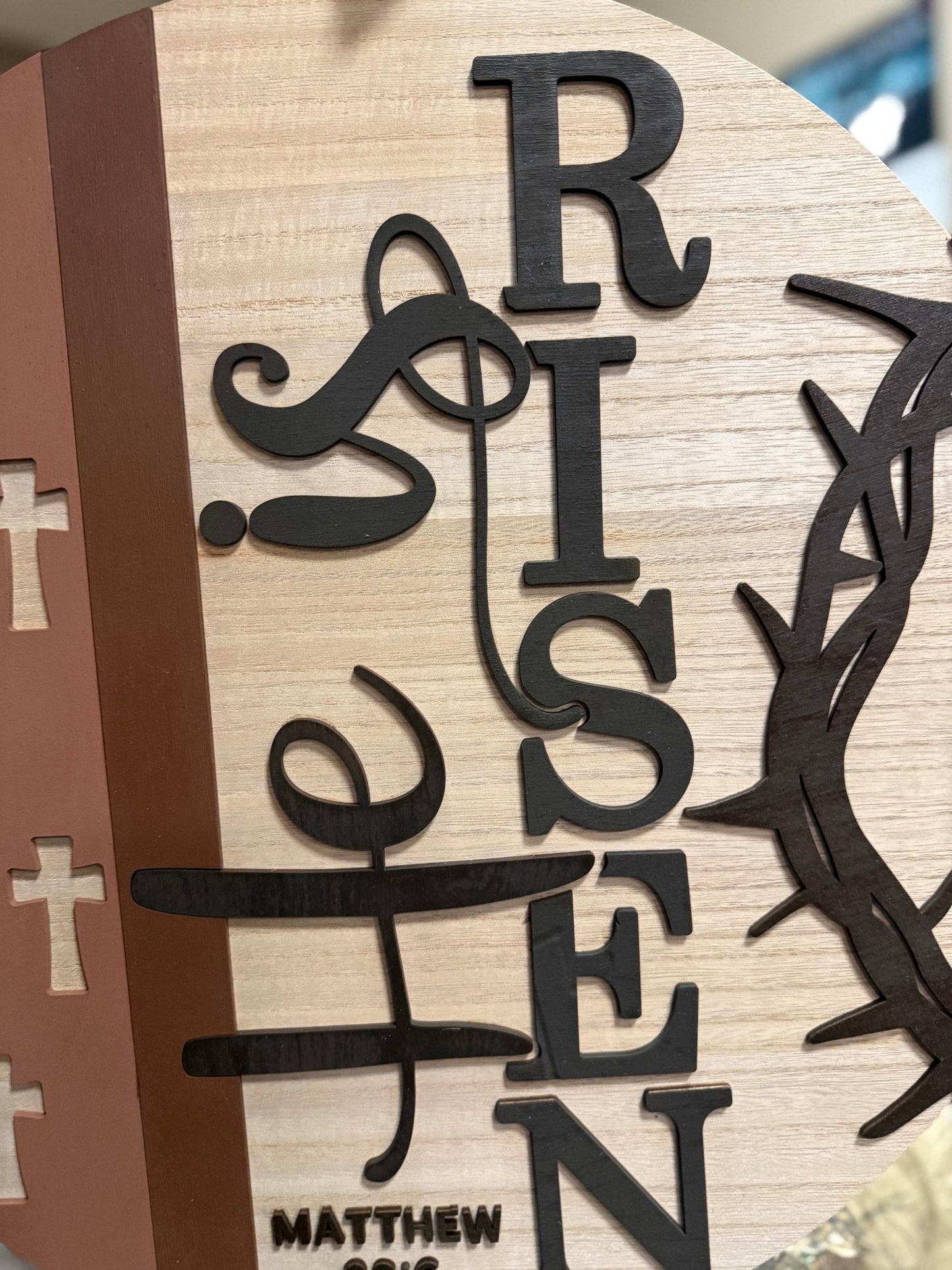 He is Risen - Matthew 28:6 Hanger | Christian Decor, Faith Wall Art & Religious Sign for Home | Easter, Year - Round Display - Nifty Decor & More