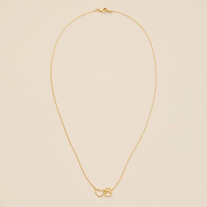 Heart and Paw Print Necklace in Gold Finish - Nifty Decor & More