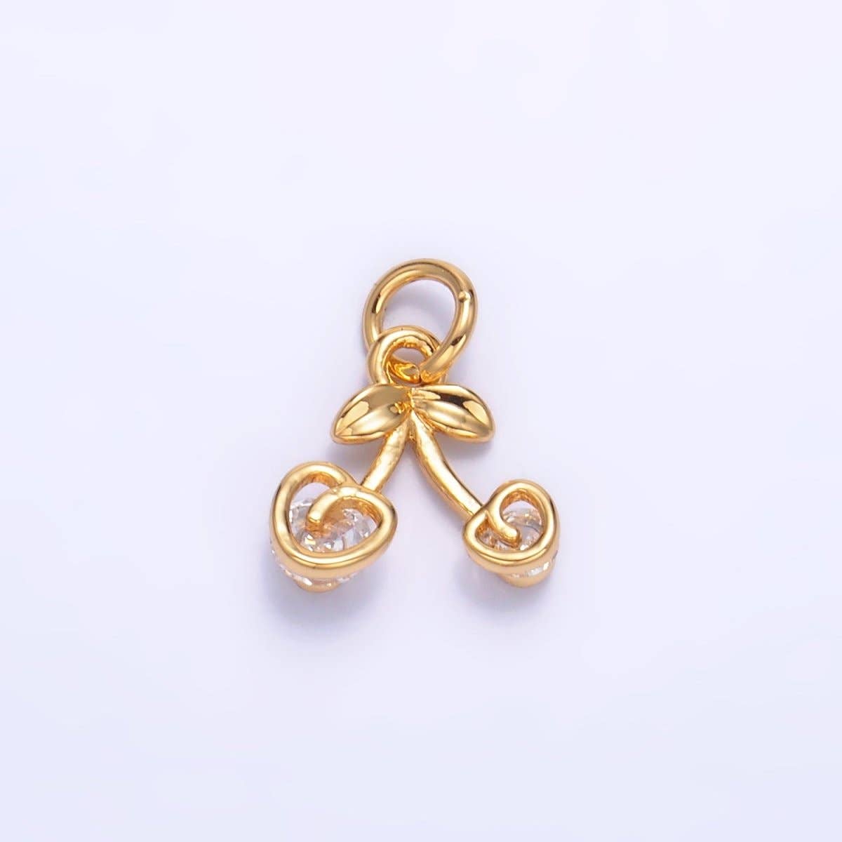 Heart Cherry Fruit Charm in Gold 24K Gold Filled CZ - Nifty Decor & More