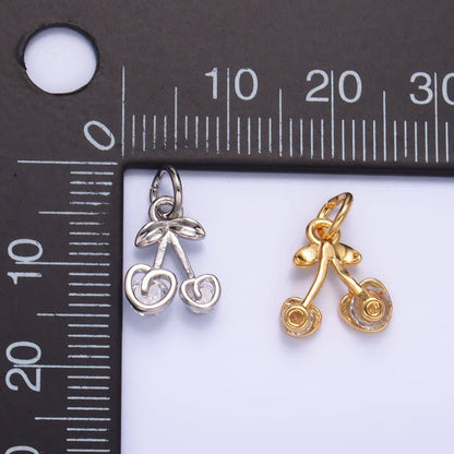 Heart Cherry Fruit Charm in Gold 24K Gold Filled CZ