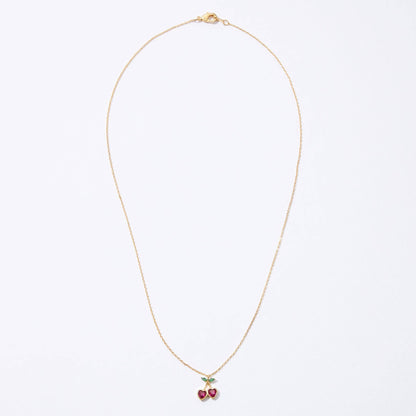 Heart Cherry Pendant Necklace in Gold Dip, Chic Pendant Jewelry, Perfect for Everyday Glam, Gift for Trendy Women