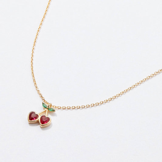 Heart Cherry Pendant Necklace in Gold Dip, Chic Pendant Jewelry, Perfect for Everyday Glam, Gift for Trendy Women - Nifty Decor & More