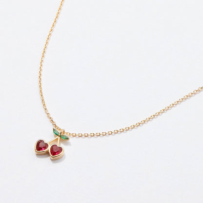 Heart Cherry Pendant Necklace in Gold Dip, Chic Pendant Jewelry, Perfect for Everyday Glam, Gift for Trendy Women - Nifty Decor & More