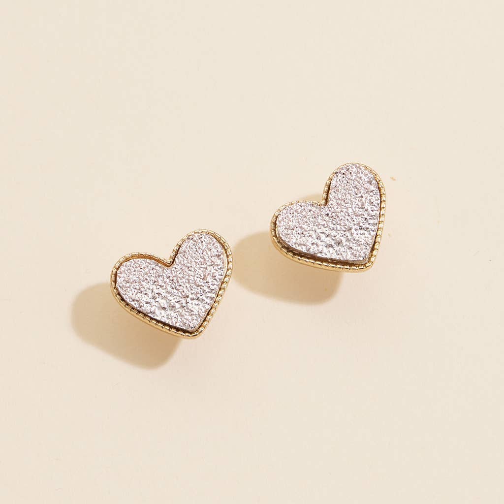 Heart Druzy Stone Stud Earrings - Nifty Decor & More