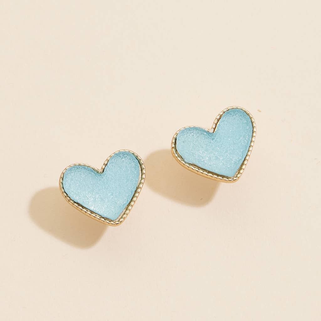 Heart Druzy Stone Stud Earrings - Nifty Decor & More