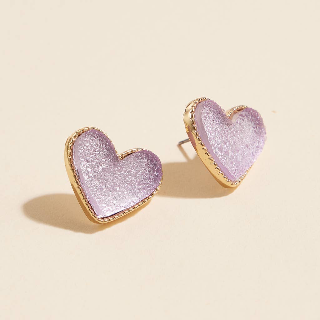 Heart Druzy Stone Stud Earrings - Nifty Decor & More