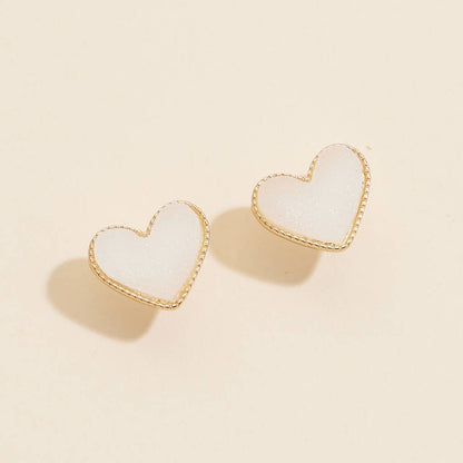 Heart Druzy Stone Stud Earrings - Nifty Decor & More