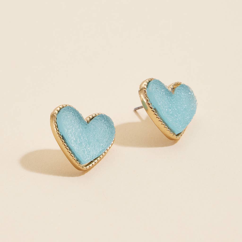 Heart Druzy Stone Stud Earrings - Nifty Decor & More
