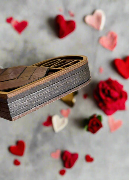 Heart Love Multi Wood Box Valentine Container