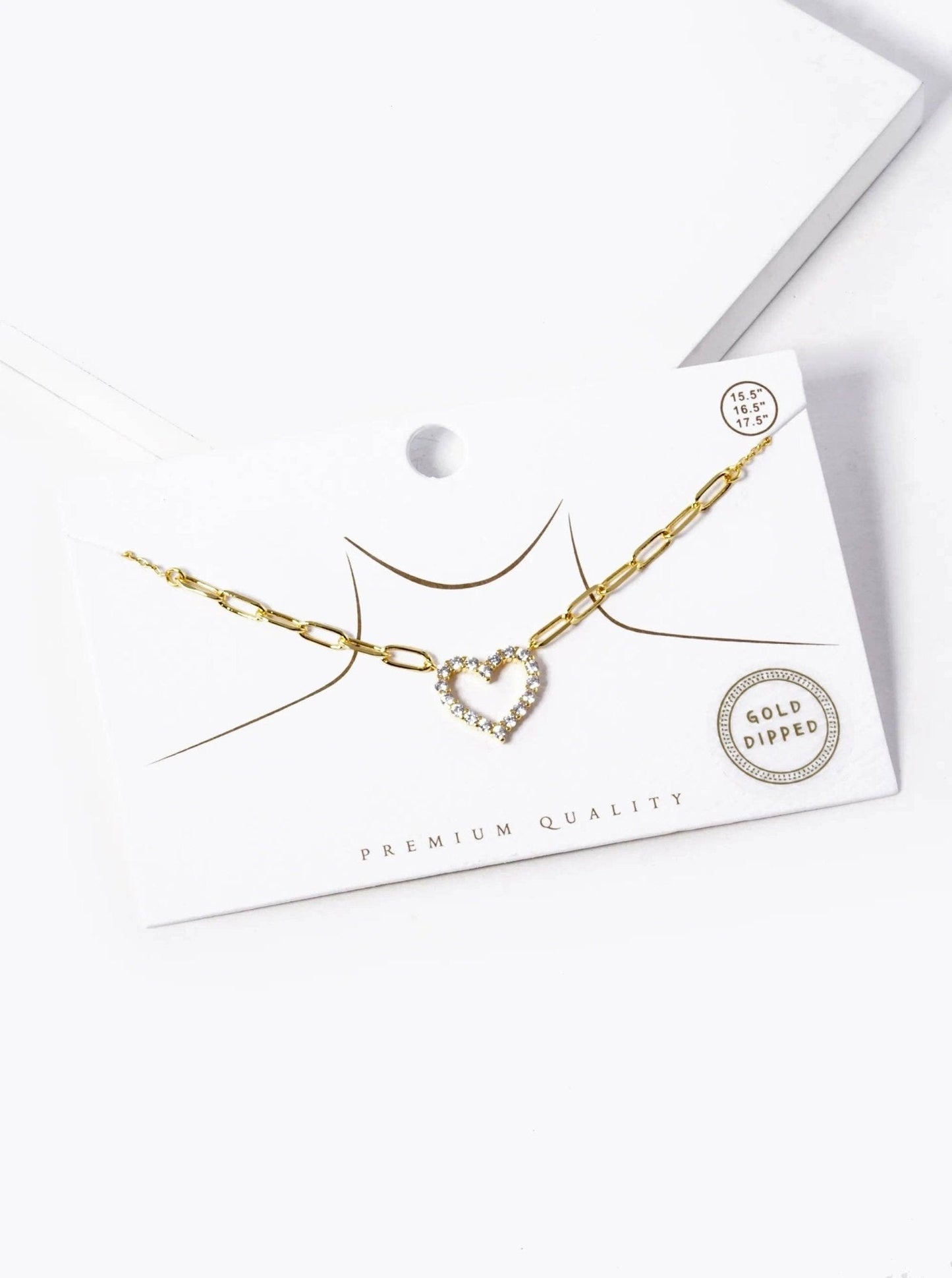 Heart Pendant Necklace 18K Gold Dipped Cz Pave - Nifty Decor & More