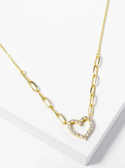 Heart Pendant Necklace 18K Gold Dipped Cz Pave Valentine Necklace