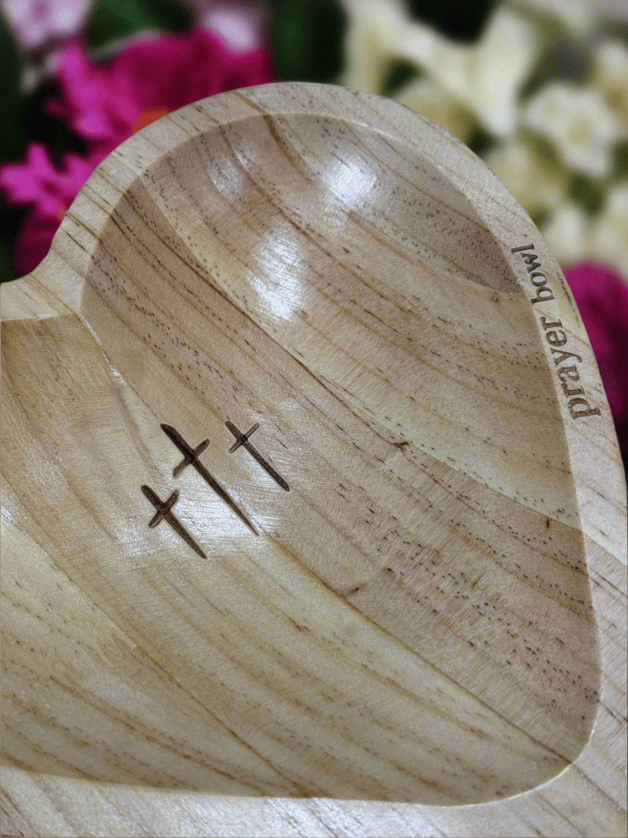 Heart Prayer Dough Bowl with Inspirational Cards - Rustic Home Decor, Spiritual Gift, Meditation & Mindfulness Decor - Nifty Decor & More