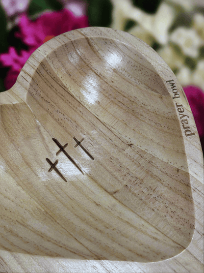 Heart Prayer Dough Bowl with Inspirational Cards - Rustic Home Decor, Spiritual Gift, Meditation & Mindfulness Decor - Nifty Decor & More