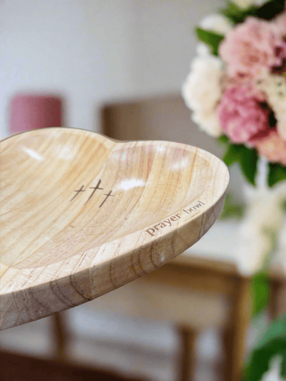 Heart Prayer Dough Bowl with Inspirational Cards - Rustic Home Decor, Spiritual Gift, Meditation & Mindfulness Decor - Nifty Decor & More