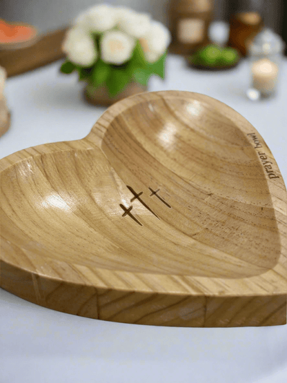 Heart Prayer Dough Bowl with Inspirational Cards - Rustic Home Decor, Spiritual Gift, Meditation & Mindfulness Decor - Nifty Decor & More