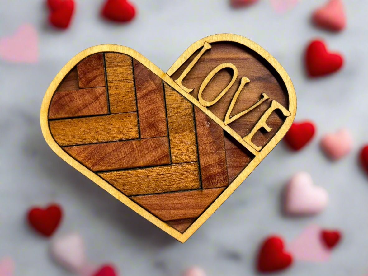 Heart Shaped Wooden Jewelry Box Love Engraved Keepsake Box - Nifty Decor & More