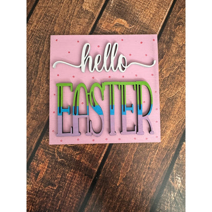 Hello Easter Leaning Sandwich Board Tiles - Set 4 PC Interchangeable Leaning Sandwich Boards