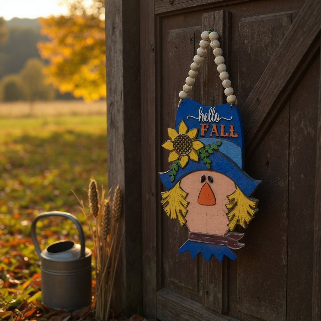 Hello Fall Scarecrow Door Hanger - Nifty Decor & More