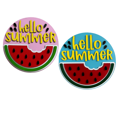 Hello Summer Watermelon Door Hanger – 11.5" 3D Wood Summer Welcome Sign - Nifty Decor & More