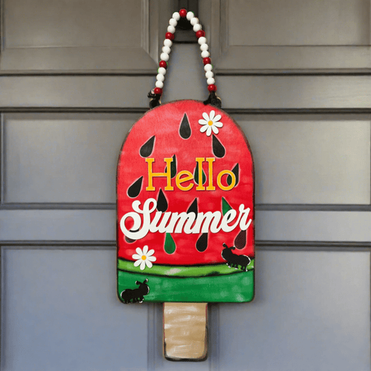 Hello Summer Watermelon Door Hanger Summer Door Hanger