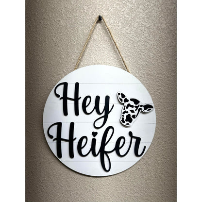 Hey Heifer Cow Door Hanger - Nifty Decor & More